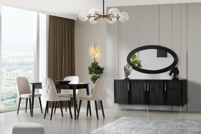 Marsilya Yemek Odası Masa Sandalye Tv Ünitesi Aynalı Konsol Modern