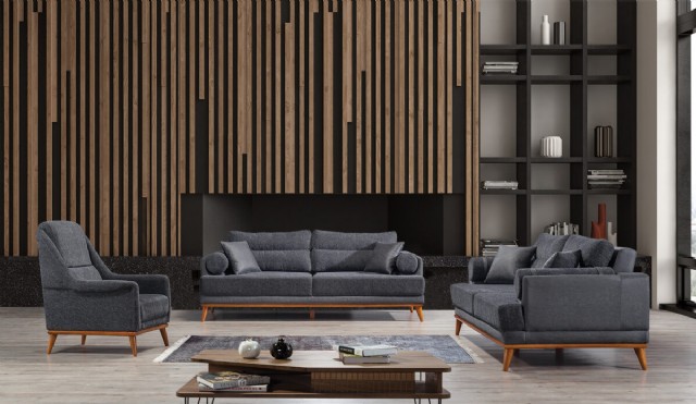 Samba Grey Koltuk Takımı Modern Oturma Grubu Yataklı
