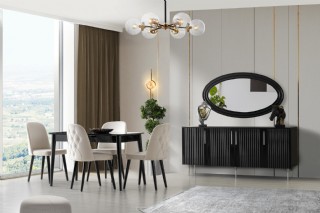 Marsilya Yemek Odası Masa Sandalye Tv Ünitesi Aynalı Konsol Modern